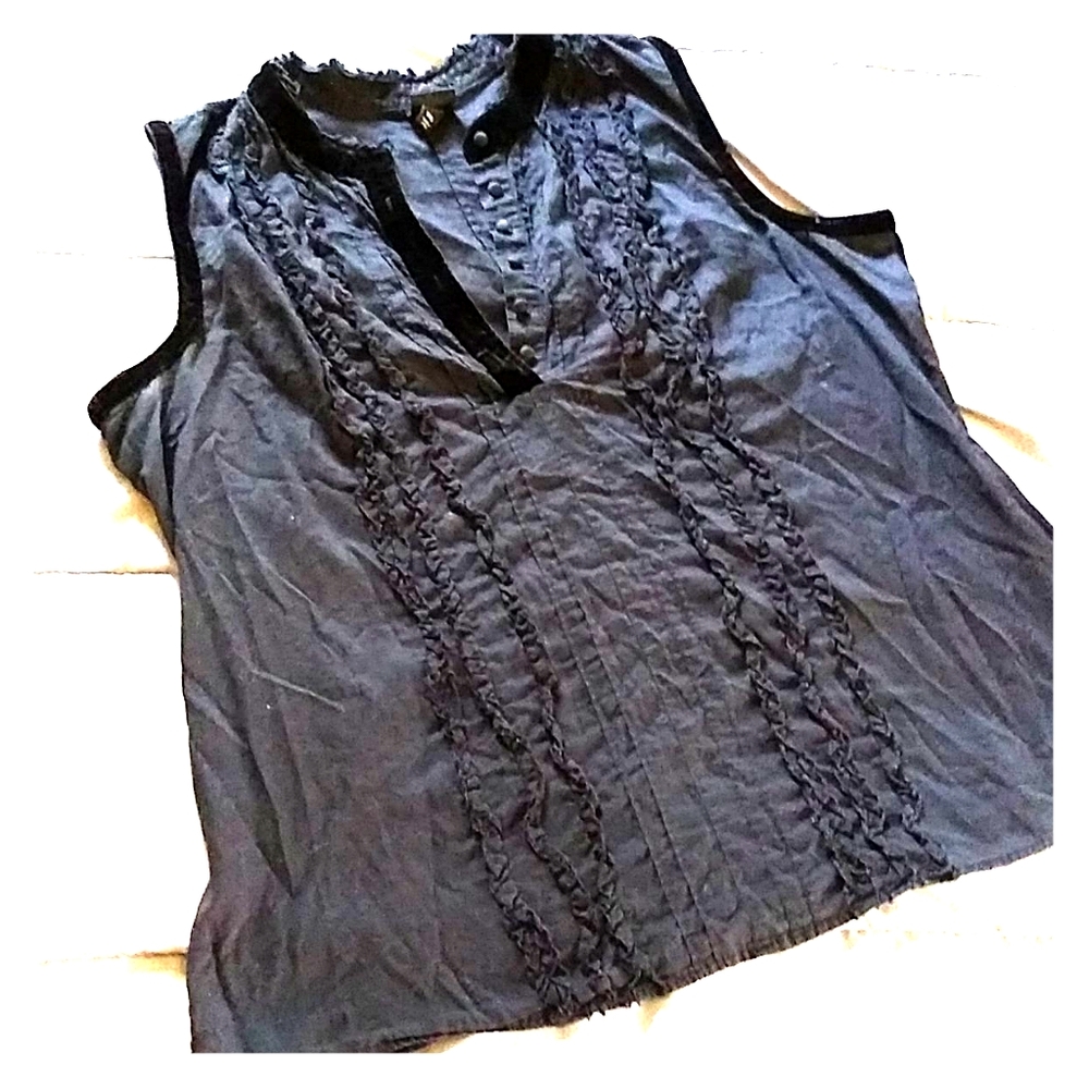 Black cotton ruffle detailed tank